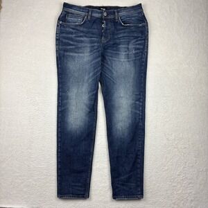 HUDSON Mens 'Sartor Relaxed Skinny' Jeans Size 34/30 Distressed Blue Button-Fly